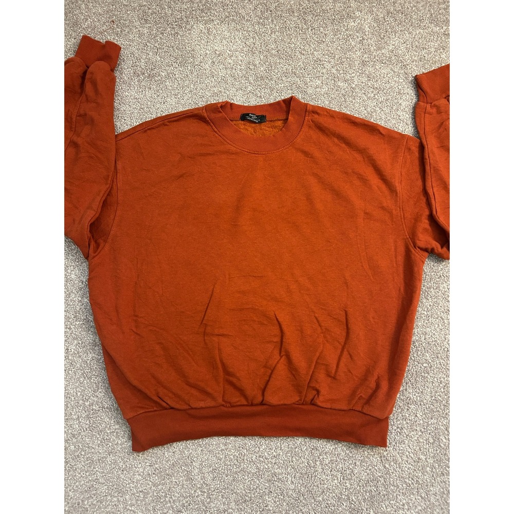 Bershka Sweatshirt Unisex Large Orange Excellent Crewneck Fleece Pullover